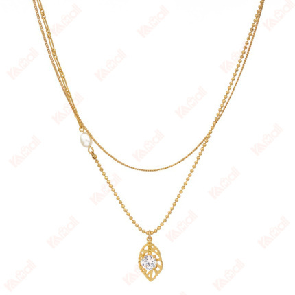 beautiful chain necklace copper rhinestones